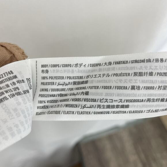 Abercrombie & Fitch Size XL Tan White Polka Dot Mini Baby Doll Dress Puff Sleeve - Picture 7 of 7